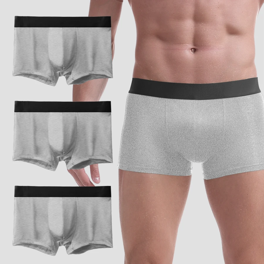 3PC Wholesale men's underwear, cross-border ice silk, flat-leg pants, English size, four-corner pants, oversized underpants