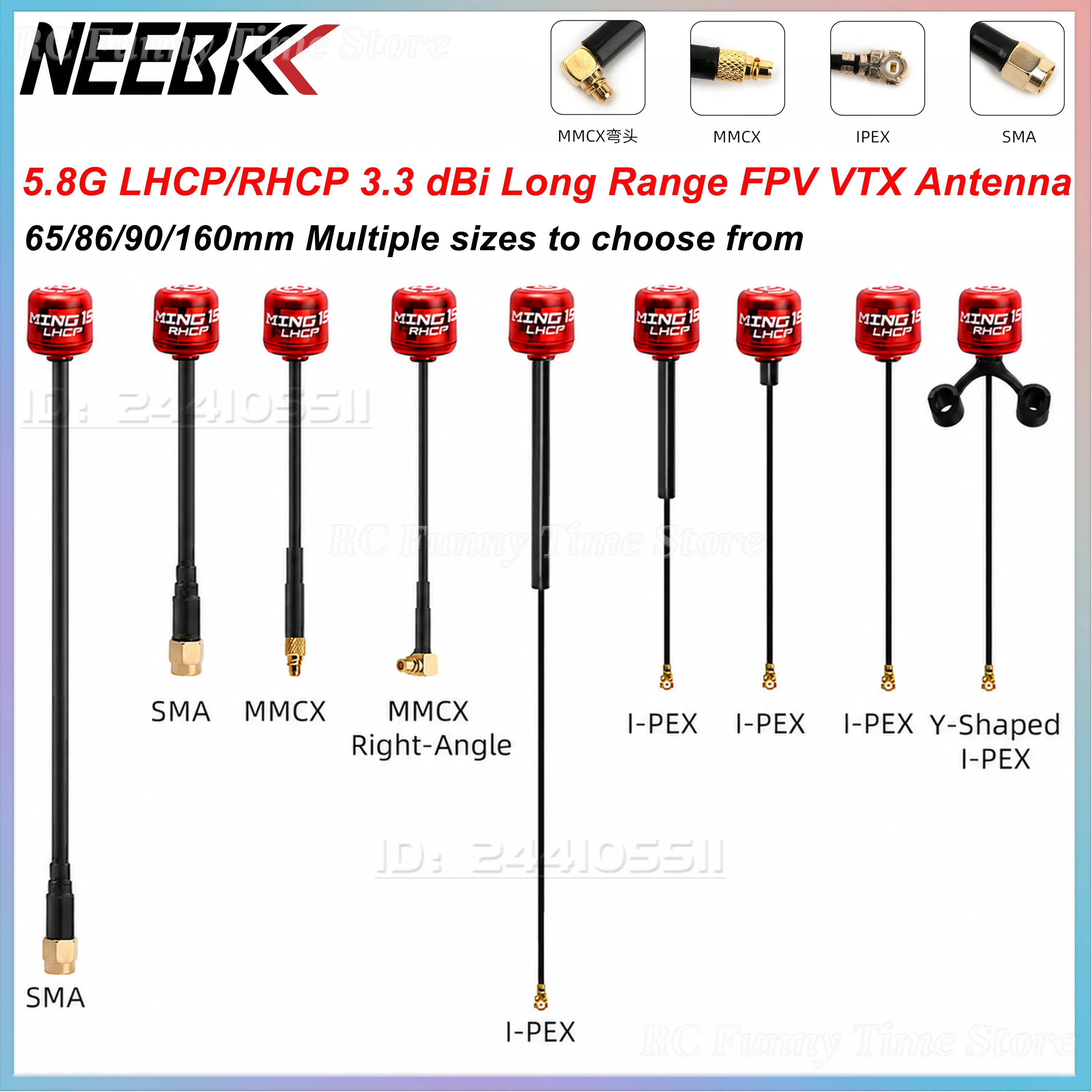 5.8G Lollipop FPV Antenna VTX Antenna LHCP/RHCP 3.3Dbi Long Range MMCX/IPX Connector Adapter for RC FPV Racing Drone DIY Parts