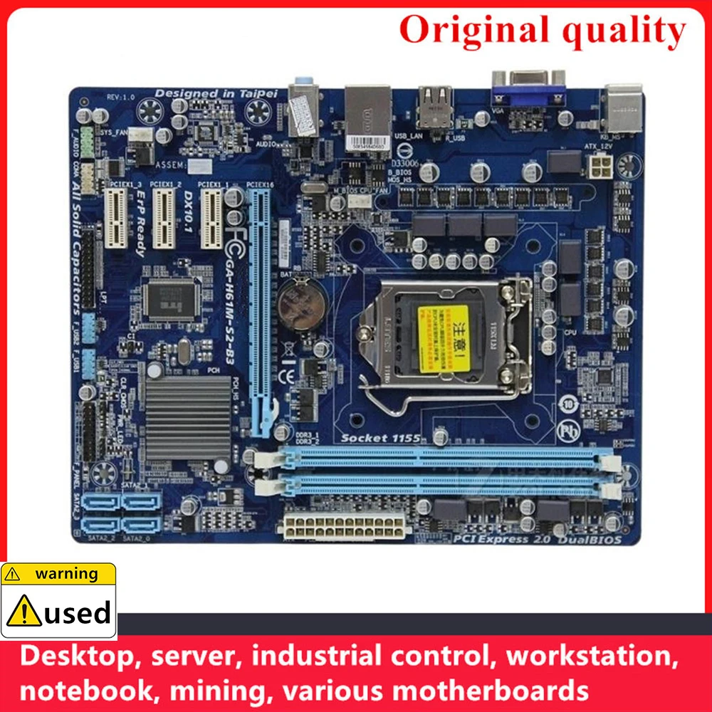 

For GA-H61M-S2-B3 H61M-S2-B3 Motherboards LGA 1155 DDR3 16GB M-ATX For Intel H61 Desktop Mainboard PCI-E2.0 SATA II USB2.0