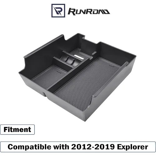 Imagen 2 del producto Organizador de inserción de consola central compatible con accesorios Ford Explorer 2012-2019, caja de almacenamiento secundaria con reposabrazos interior ABS