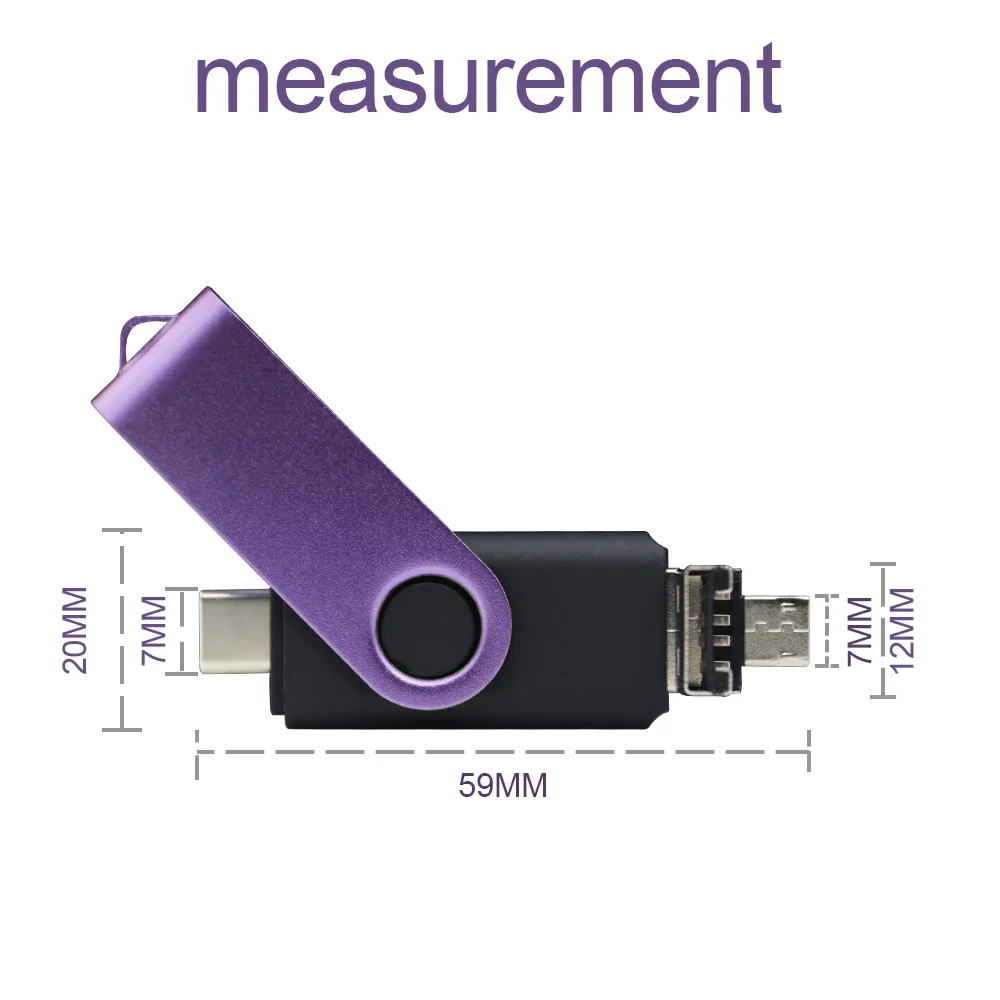 원래 OTG USB 플래시 드라이브 3 1 USB2.0 & 유형 C & 마이크로 USB 지팡이 펜 드라이브 128GB 64GB 32GB Pendrives 선물