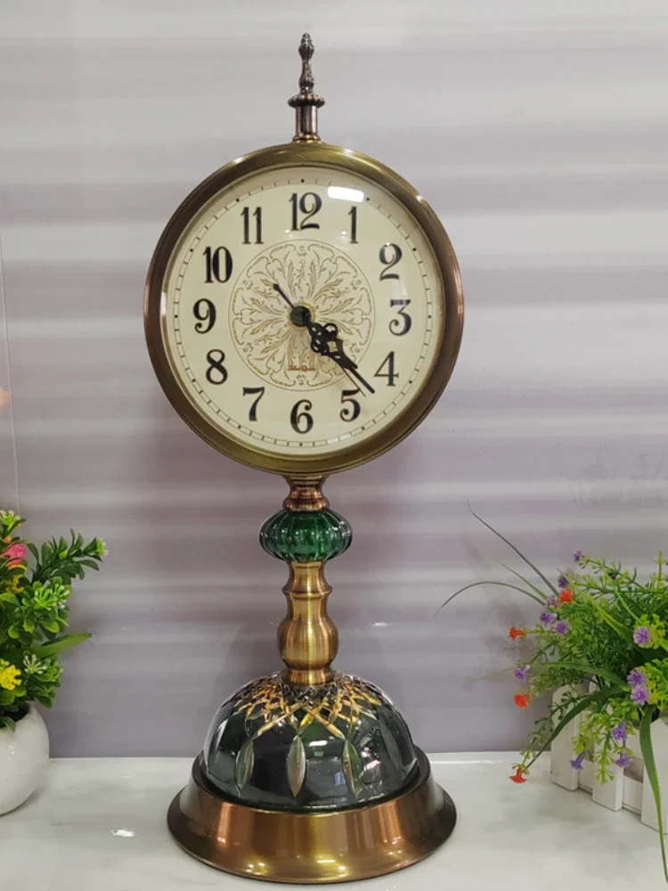 Clock European Retro Clock Household Desk Clock Decoration Bedroom Clock Decoration American Light Luxury Pendulum Clock