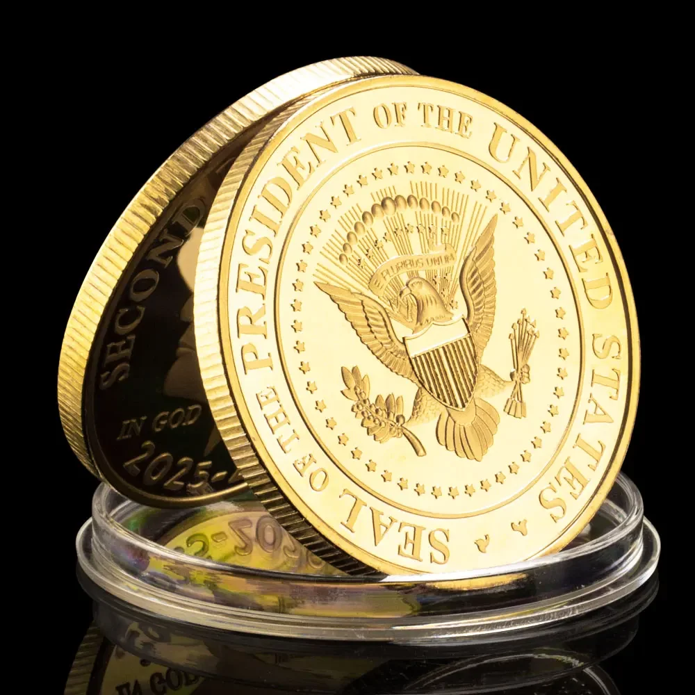 Donald Trump Gold Coin Gold Plated Collectable Coin and Case Included Second Presidential Term 2025 - 2029 Commemorative Coin