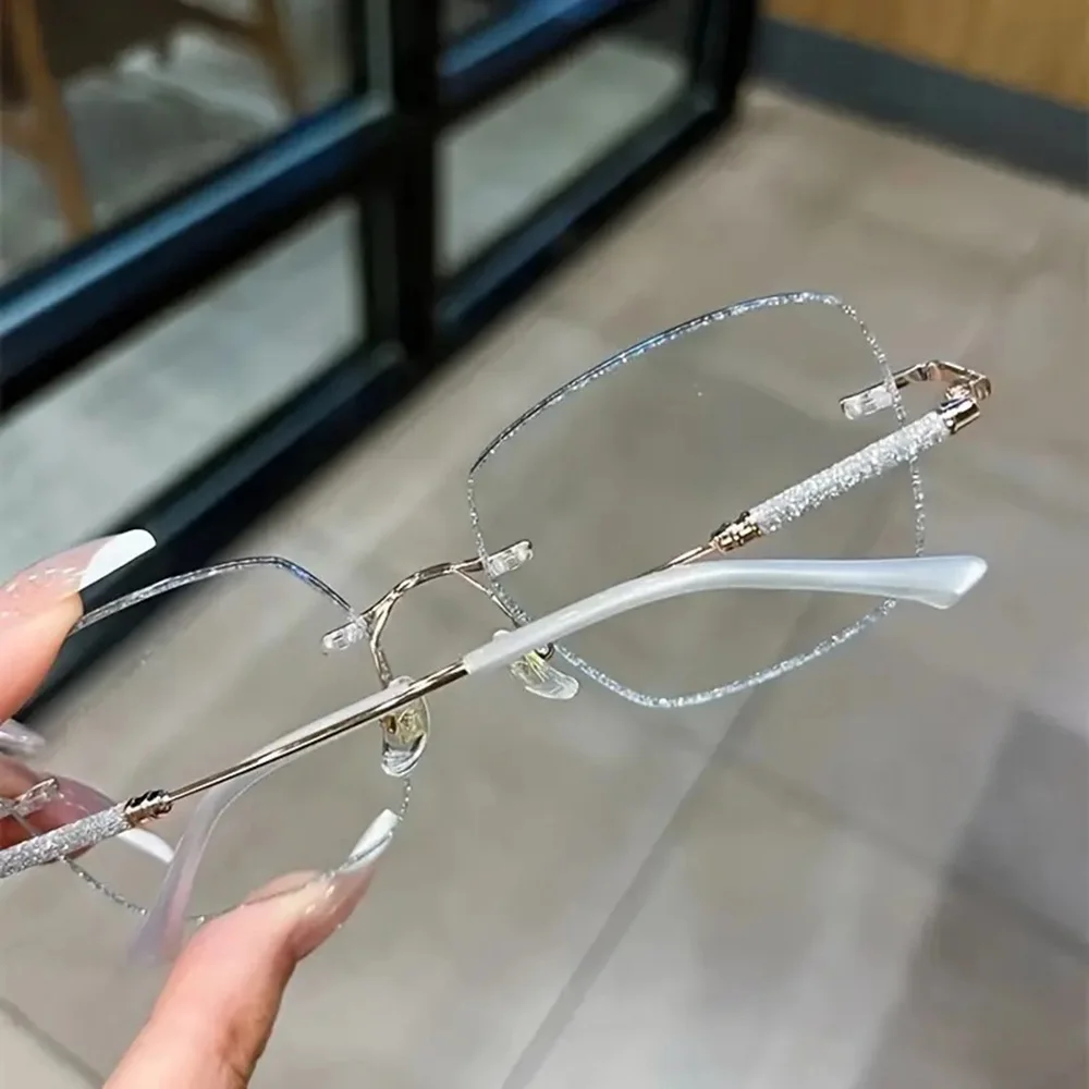 2 قطعة HD الماس الديكور نظارات للقراءة الذهب والفضة اللون موضة مكافحة نظارات الضوء الأزرق عالية الجودة قصر النظر الشيخوخي