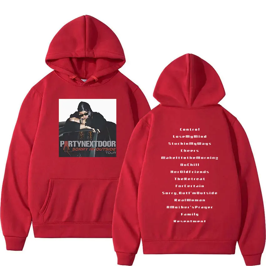 Rapper Partynextdoor dish Im Outside 2024 Tour felpa con cappuccio uomo Hip Hop Retro oversize felpa Fashion Pullover con cappuccio Streetwear