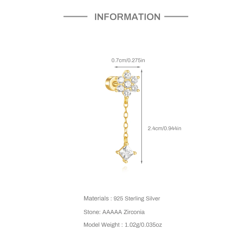 BOAKO orecchini a bottone in argento Sterling 925 oro 18 carati per le donne orecchini a forma di stella con zirconi a forma di occhio di cavallo Ins Style Charm Jewelry