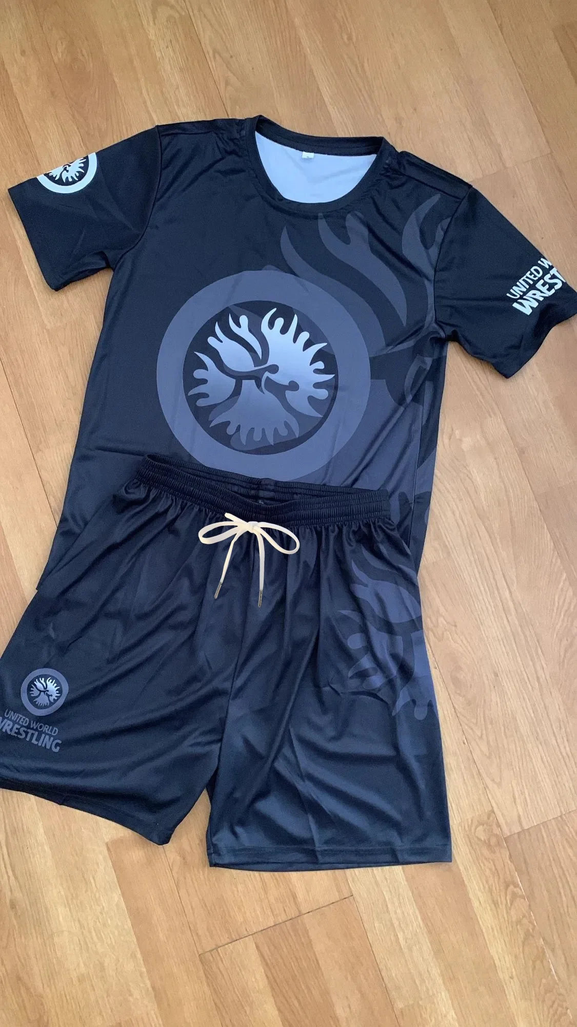 2026 New Men World Wrestling Team Sportswear Adults/Kids T-shirt and Shorts Set for Gym Workout Lightweight Moisture Wicking