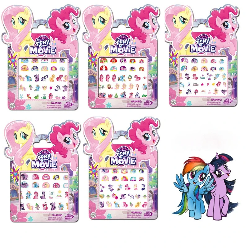 My Little Pony Adesivos de unhas para meninas, Pacote de PVC, Adesivo 3D infantil, Rainbow Dash, Twilight Sparkle, Presentes de brinquedos,