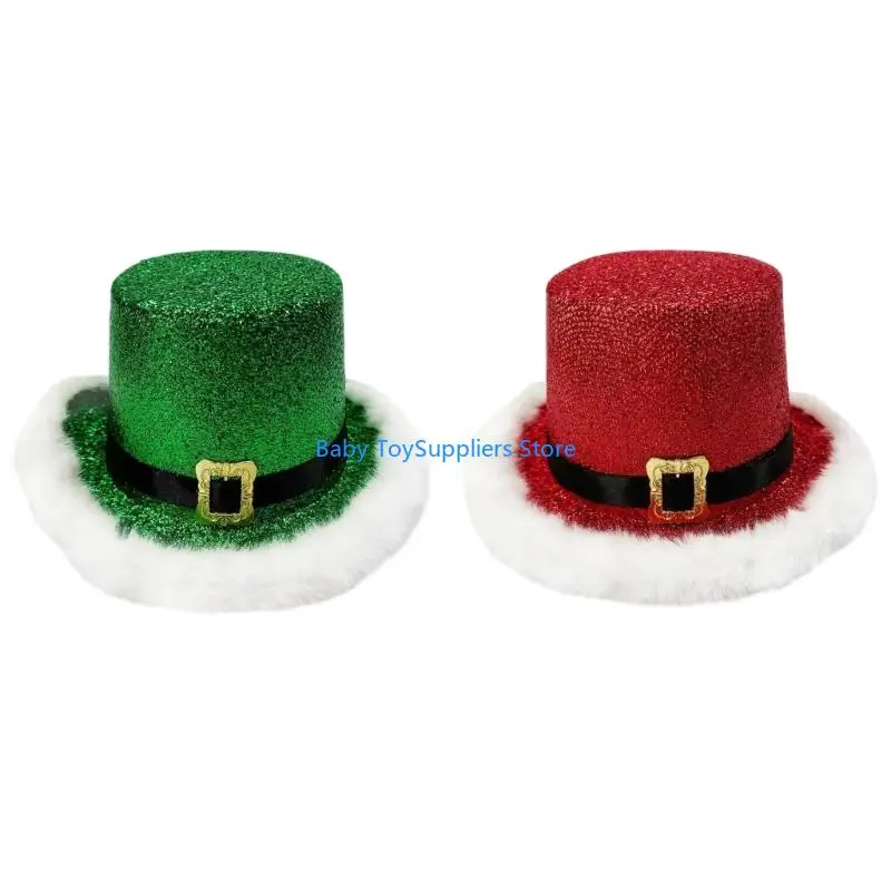 

R1WF Santa Elf Bucket Hat Red Green Color Family Matching Christmas Accessory Soft Fabric For Holiday Gatherings Activity