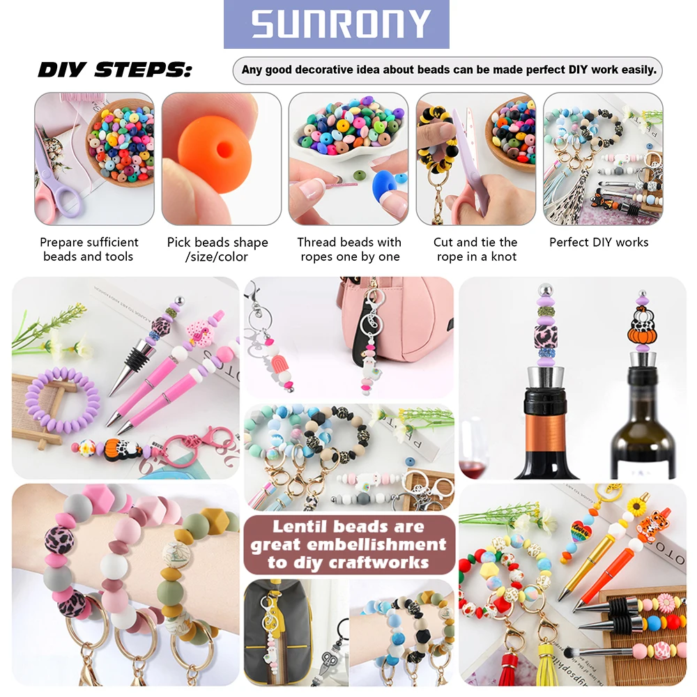 New Christmas Sets Focal Silicone Beads Loose Round Lentil Beads Sets For Jewelry Making DIY Keychain Bracelet Accessories