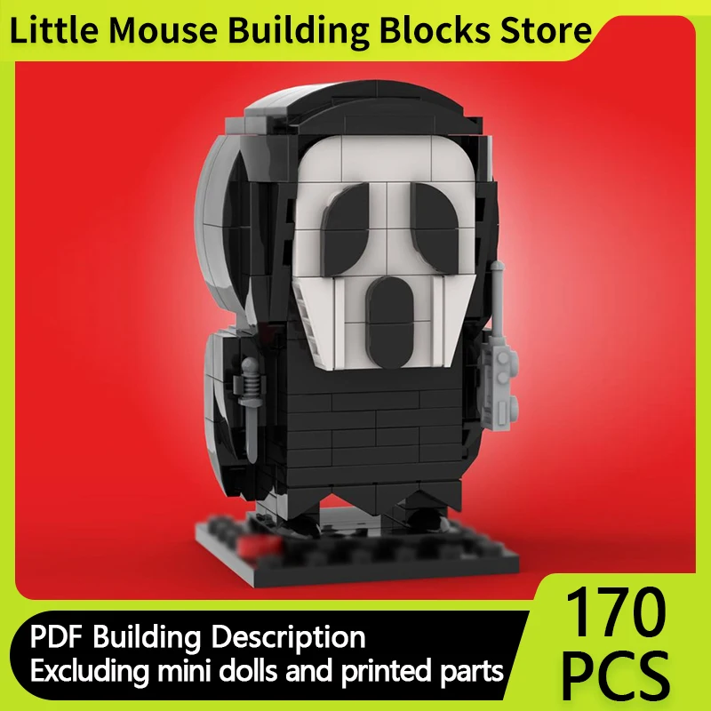 

City Street View Model MOC Building Bricks Halloween Scream Mask Modular Technology Gifts Holiday Assemble Children Toys Suit