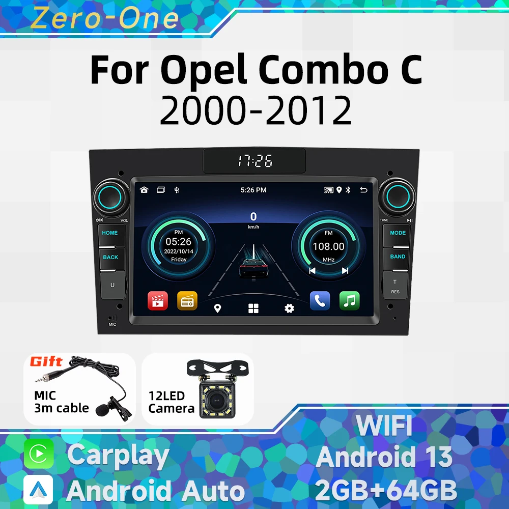 2Din 7 "شاشة ستيريو لاسلكية Carplay أندرويد سيارة الوسائط المتعددة راديو لأوبل كومبو C 2000-2012 رئيس وحدة نظام تحديد المواقع BT WIFI الملاحة