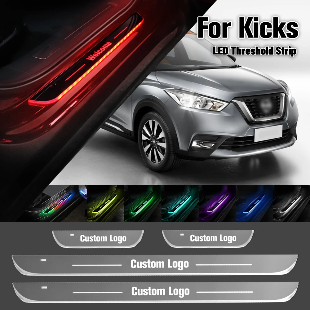 

For Nissan Kicks 2017-2020 Car Door Sill Light Customized Logo LED 2018 2019 Welcome Threshold Pedal Lamp Accessories