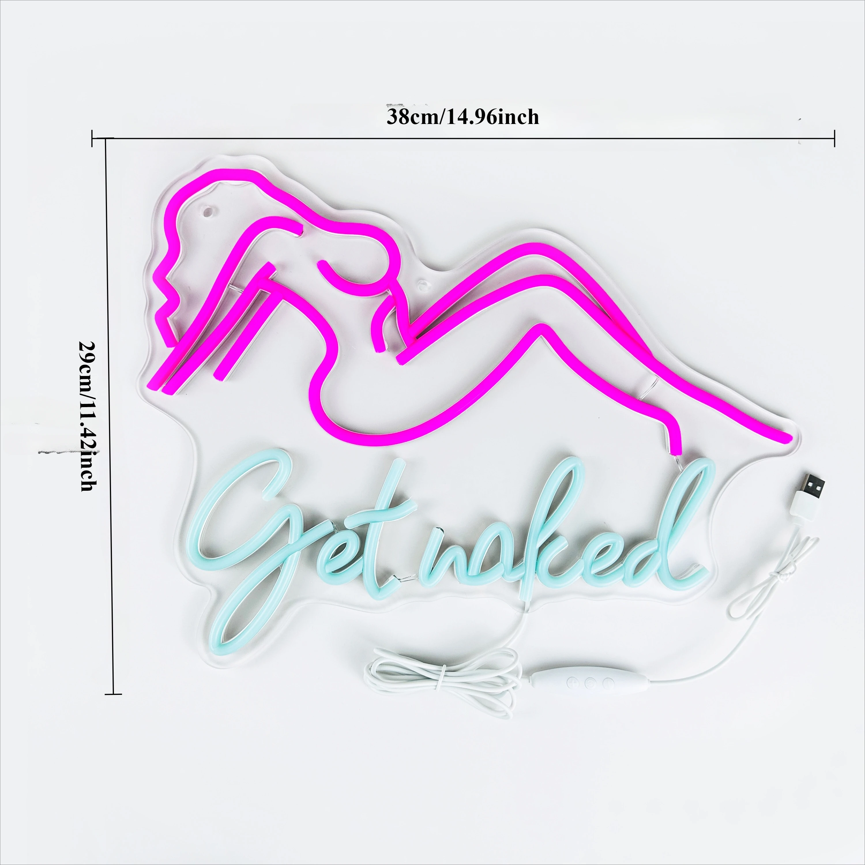 Get Naked Neon Sign LED Neon Light Sign for Bedroom Wall Decor USB Powered for Living Room Man Cave Bar Club Decor Birthday Gift