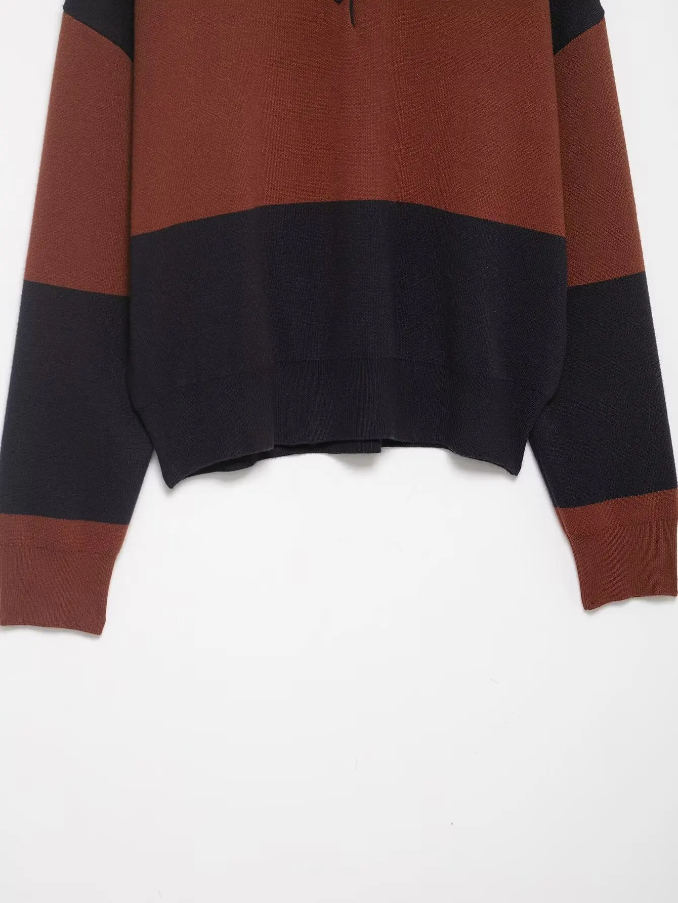 Damen Vintage Gestreifter Pullover Herbst Winter Mode Kragen Farbblock Lässiger Pullover Lässiges Langarm-Strickoberteil