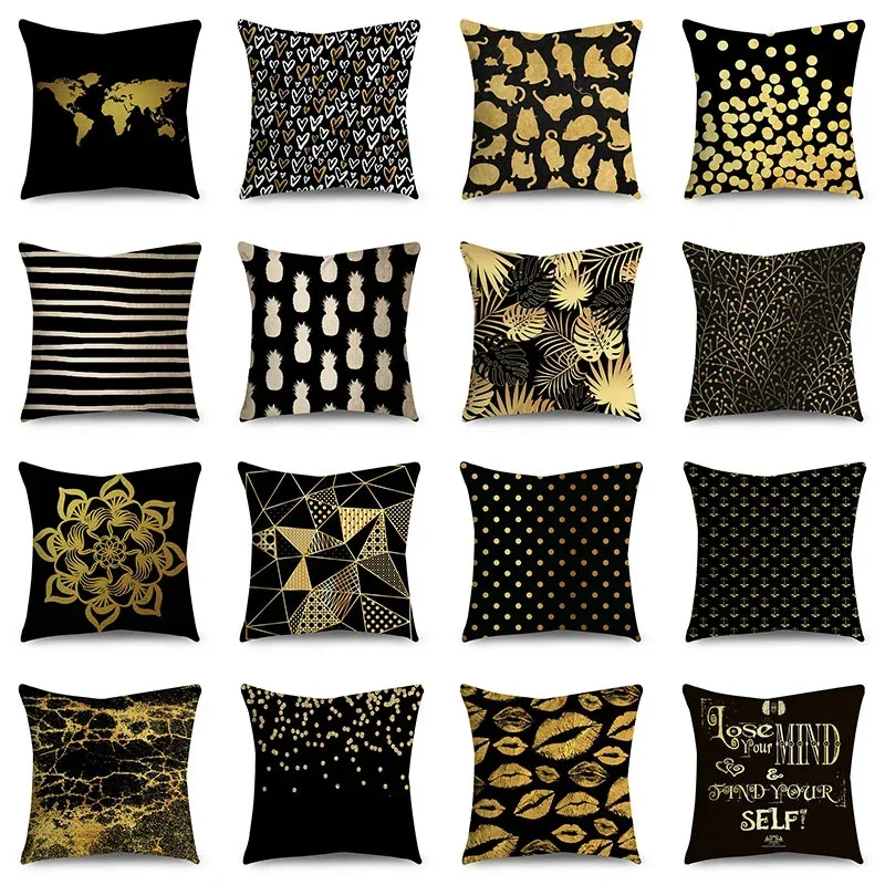 60x60cm Golden Pineapple Flamingo Cushion Bronzing Gold Foil Cushion Decorative Pillow Home Decor Sofa Throw Pillow Pillow Case