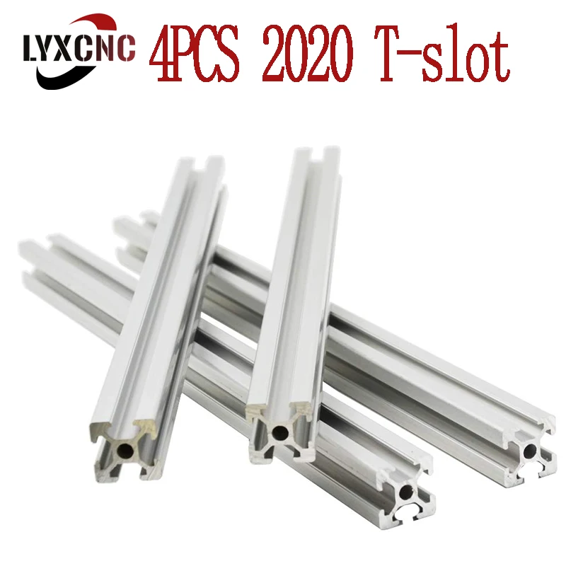 4pcs 2020 Aluminum Profile Extrusion T-slot 100mm-800mm  Linear Rail 150mm 300mm 350mm 400mm 600mm for 3D Printer Workbench CNC