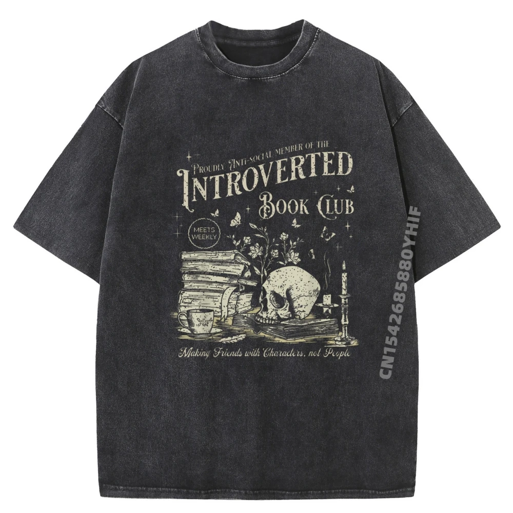 

Retro Proud Anti Social Member Premium Cotton Fashion Tops & Tees Short Sleeve Printed Tops Shirts Retro Washed T-shirts Men