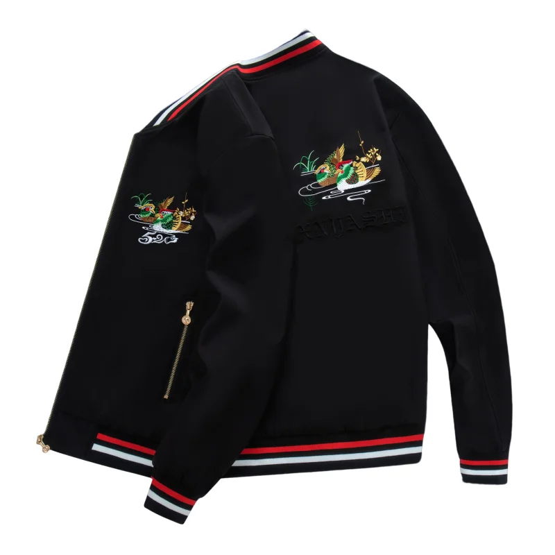 

Ele Embroidered Flight Jaet Men's Baseball orm Motorcycle Riding Suit College Students' Outerwear Polyester Fiber