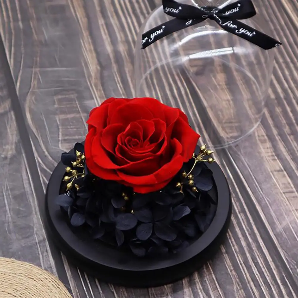 

Immortal Flowers in Glass Romantic Rose Decor for Living Room Bedroom Elegant Decoration Valentine's Day Rose Adornment