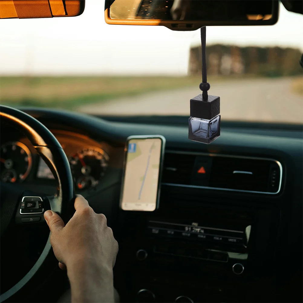 

4Pcs Car Air Freshener Diffuser Refillable 8Ml Black Cap Hanging Bottle for Essential Oil Car Freshener Auto Interior Decor