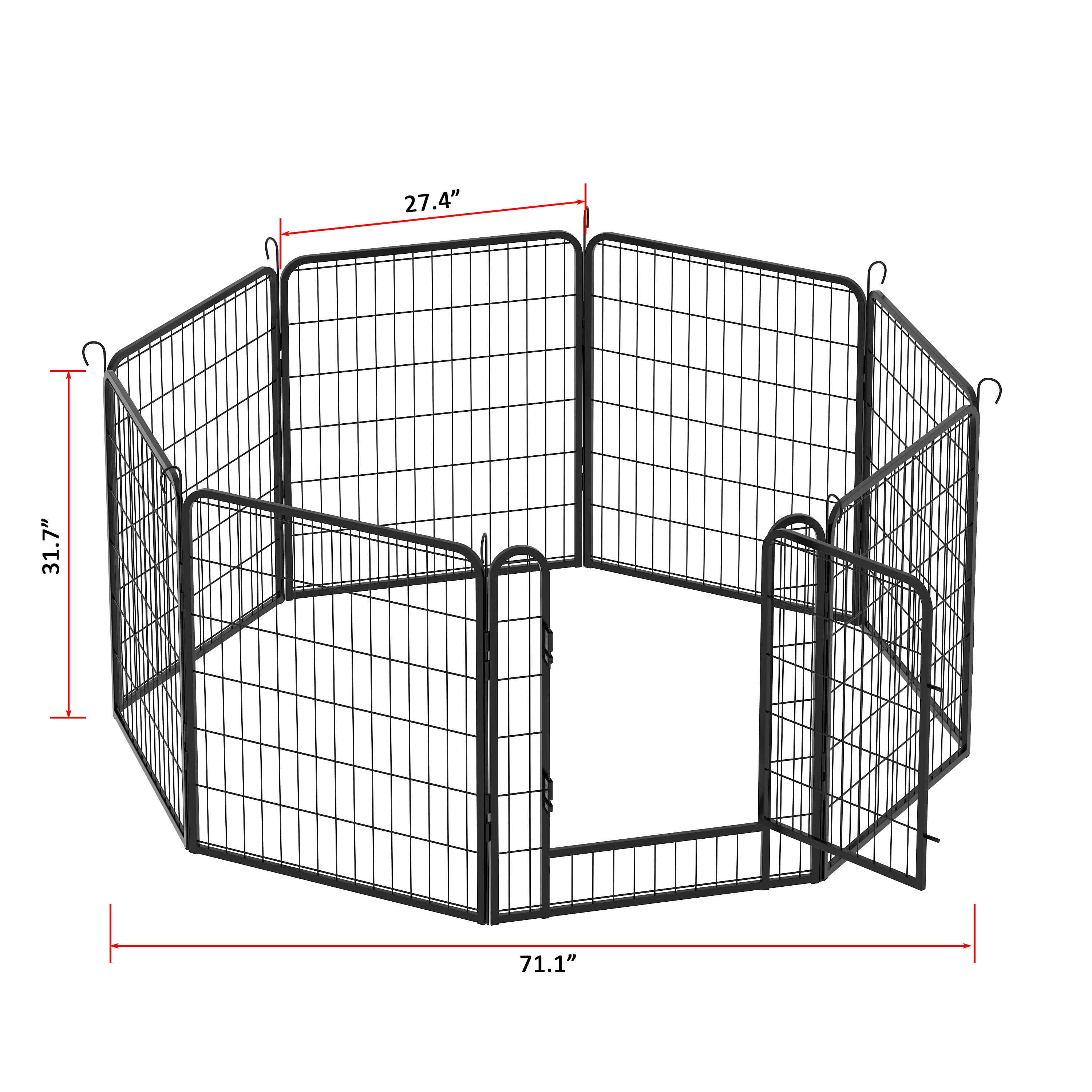 

8 Panels Heavy Duty Metal Playpen with door,31.7"H Dog Fence Pet Exercise Pen for Outdoor, Indoor