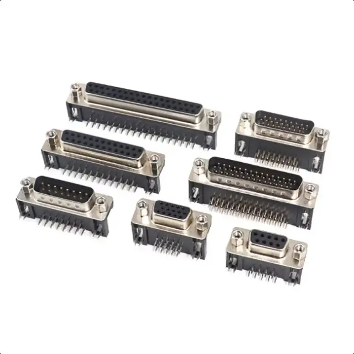 【5-2PCS】D-Sub Connector DR9 DR15 DR25 DR26 DR37 DR44 Female/Male Right Angle Welded RS232 Serial Port Adapter 9/15/25/26/37/44