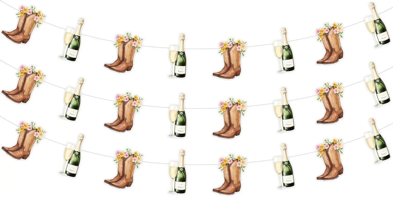 

Сапоги и декор для свадебного душа, 3 шт. Сапоги и бумажные баннеры с пузырьками, шампанское, пастушка, свадьба в западном стиле, помолвка