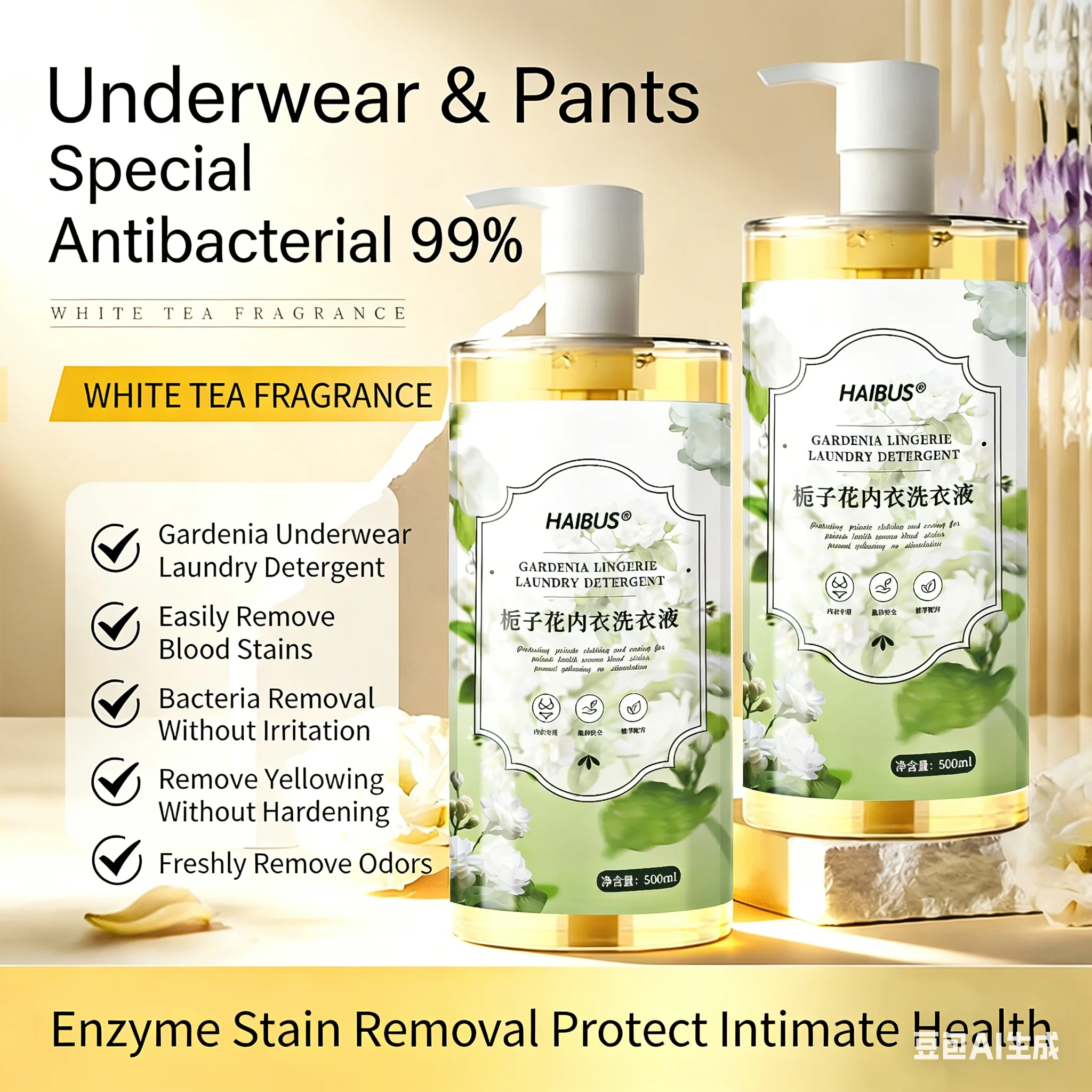 

Специальное средство для стирки нижнего белья Gardenia Underwear Laundry Detergent используется для удаления пятен крови и желтизны.