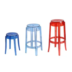 Tabouret de Bar en Acrylique Transparent, Haut en Clip, Rond, Moderne, Simple, en Plastique, à la Mode