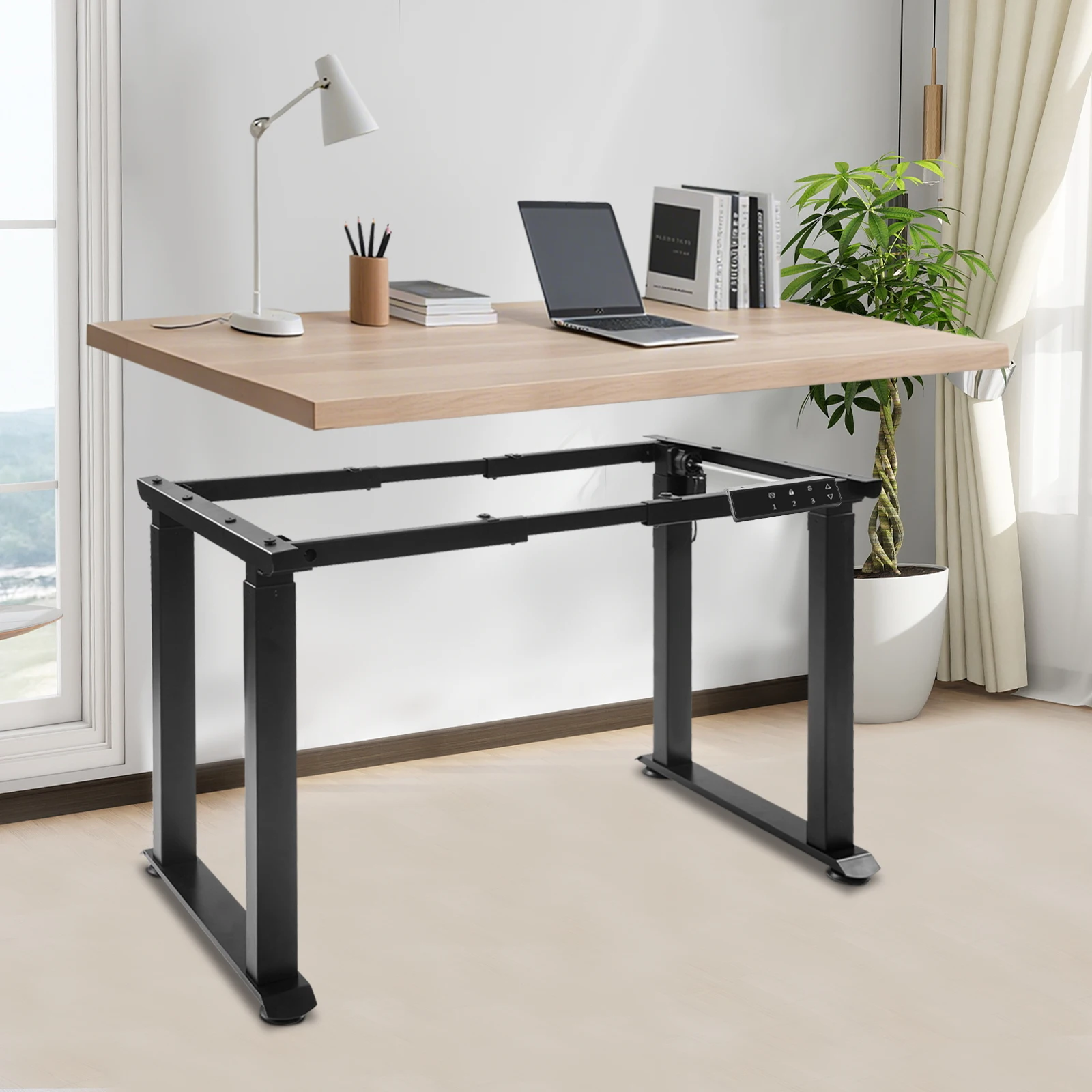 Marco de escritorio de pie de 4 patas, marco de escritorio ajustable de doble motor con pantalla LED, rodamiento de 37,4-62,99 pulgadas, 220,46 libras