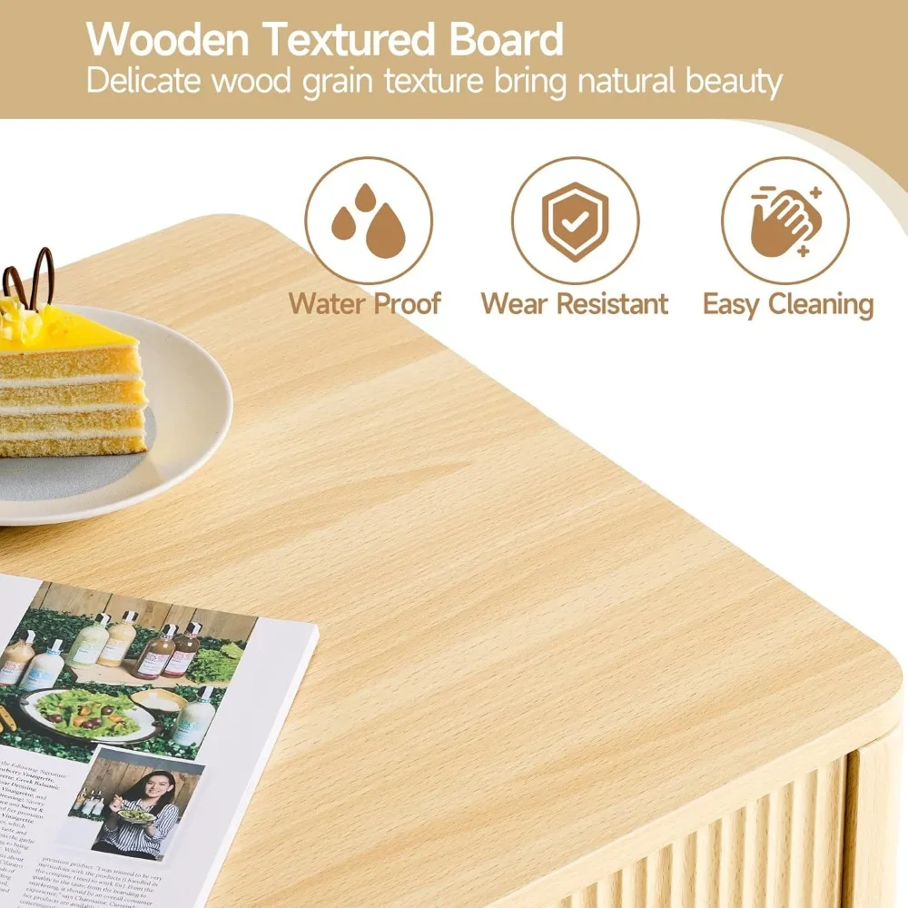 Farmhouse Lift Top Coffee Table, Mid Century Modern Coffee Table with Hidden Storage Compartment, Fluted Rising Pull up Wood Mod