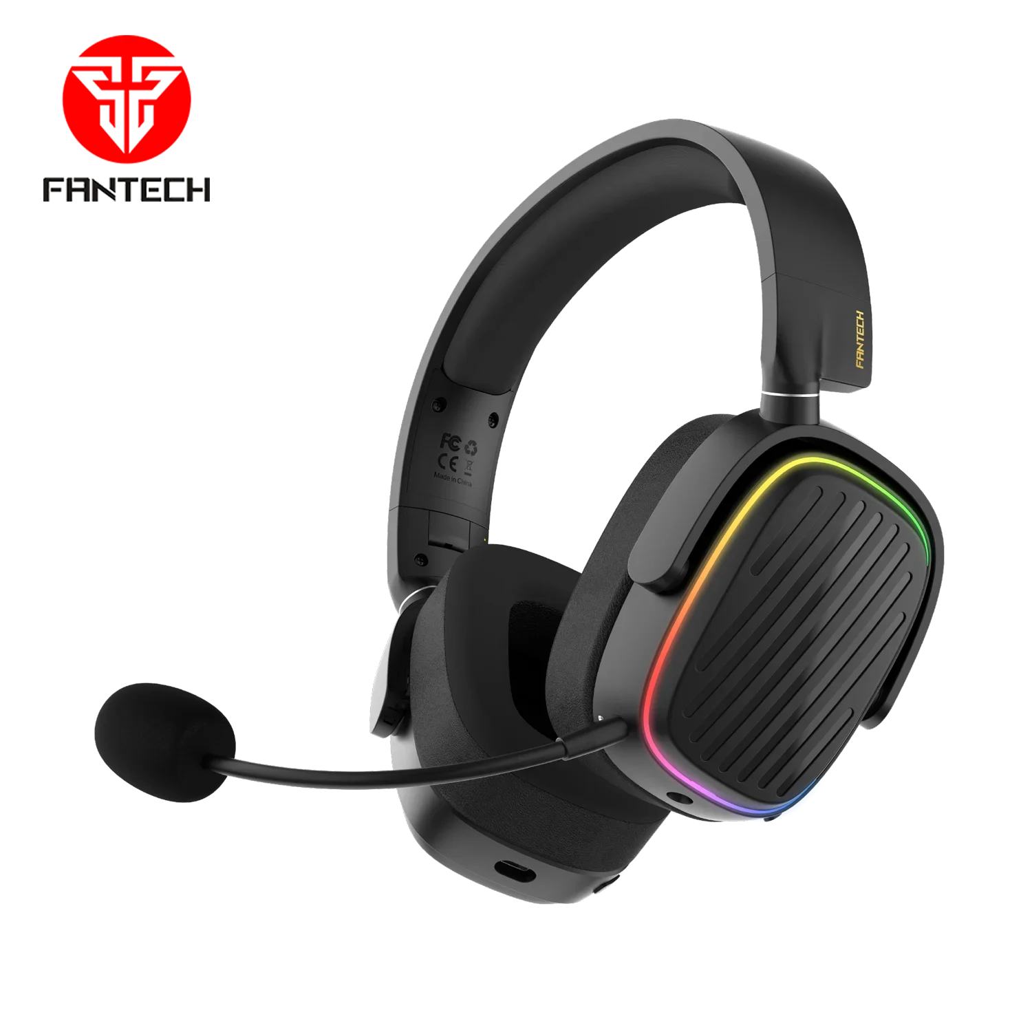 FANTECH Harmony WHG02 سماعات رأس لاسلكية بلوتوث 5.3 50 مللي متر باس تعزيز الحجاب الحاجز RGB سماعة الألعاب للكمبيوتر PS4 PS5