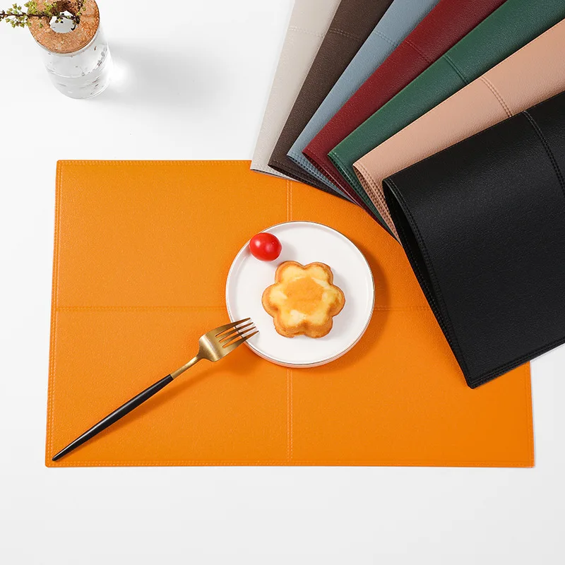 European-style Ins Wind Square Leather Placemat Anti-oil Anti-fouling PVC Heat Insulation Mat Hotel Restaurant Western Placemat