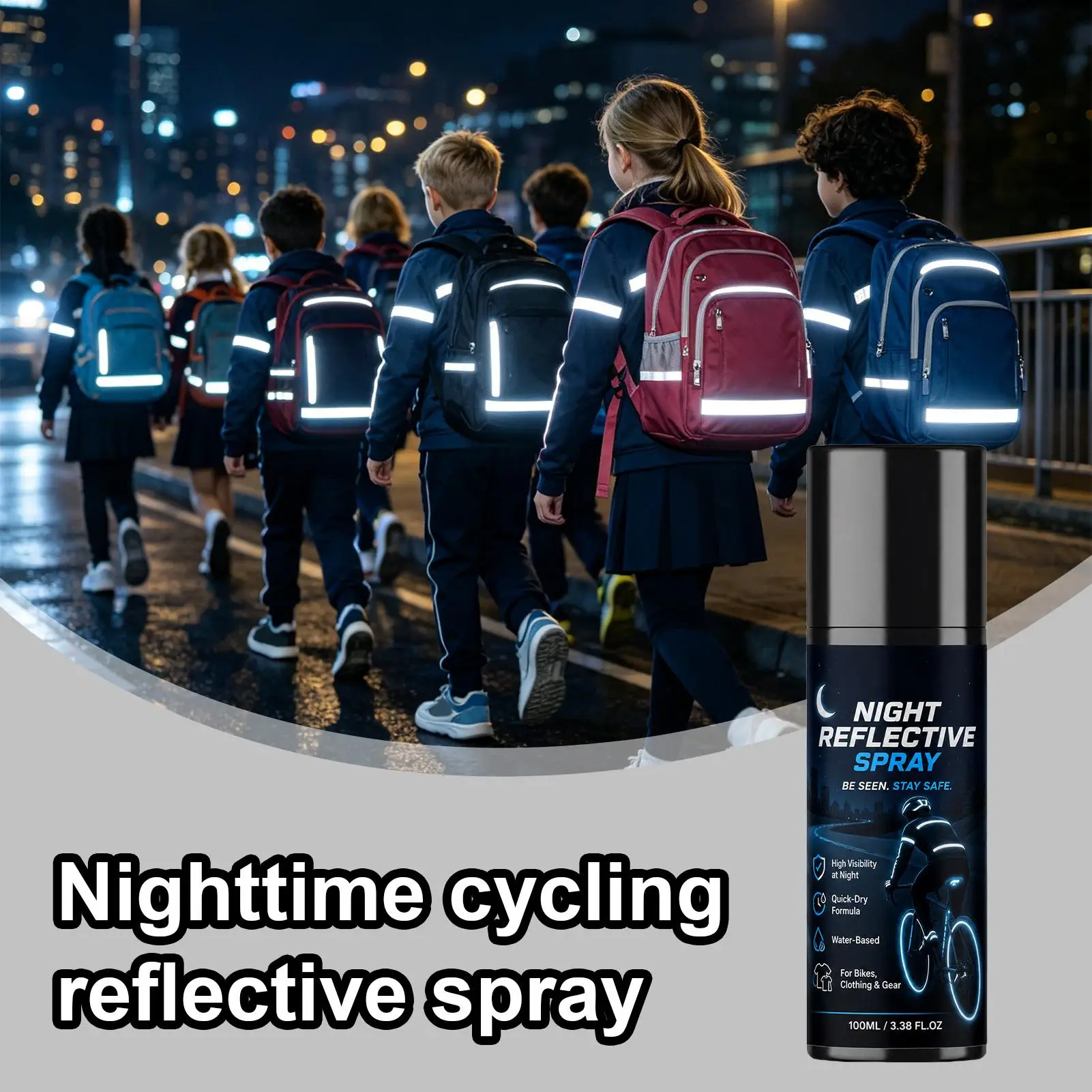 100ml Reflective Spray for nighttime cycling Luminous night Safety spray warning signs Spray Paint for Outdoor Walking running