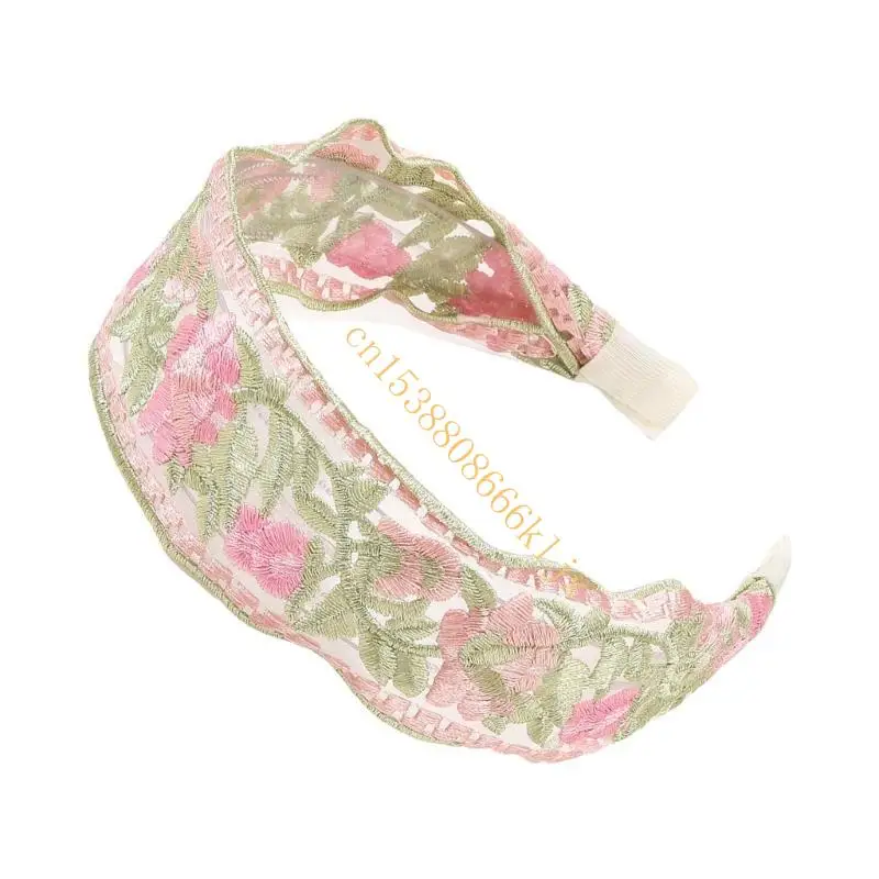 

Comfortable Lace Headband With Embroidery Flower For Lady Ethnic Formal Occasion 066C