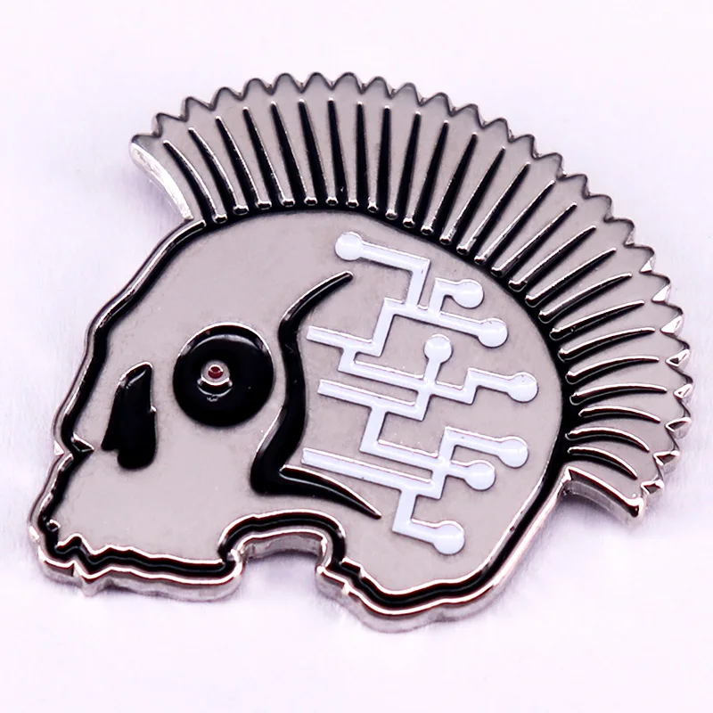 Cyberpunks Skull Enamel Pin 'High Tech Low Life' Badge Game Fans Jewelry Decor