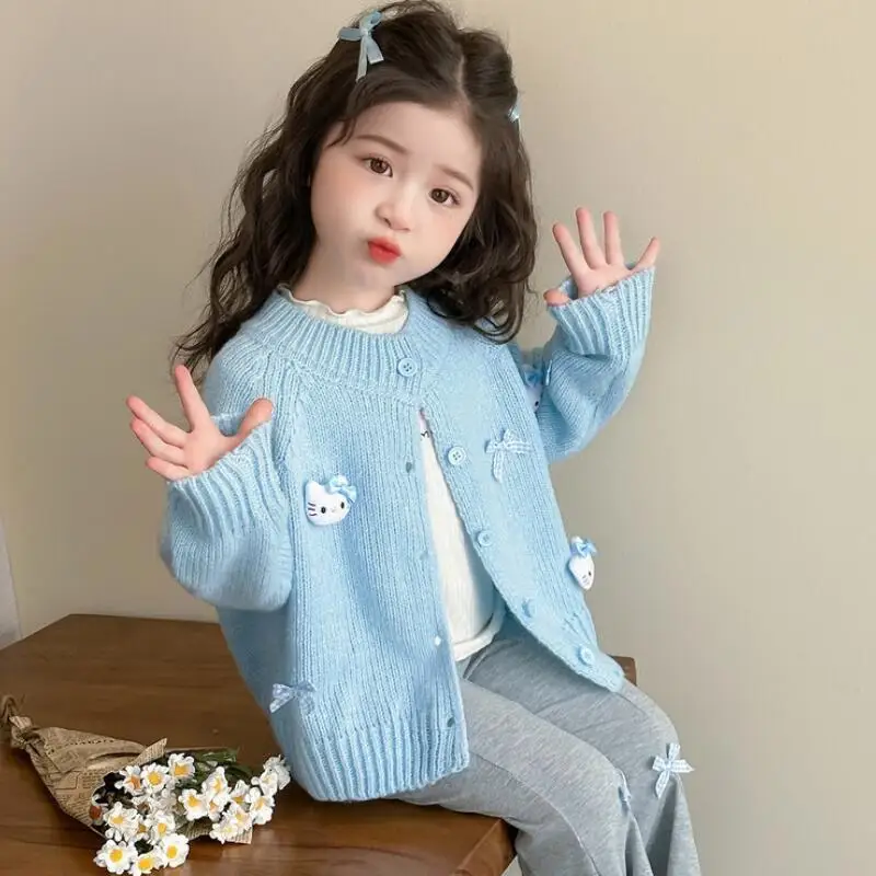 

Свитер для девочек в стиле аниме Sanrio на Хэллоуин, осенний новый вязаный свитер с героями мультфильмов «Hello Kitty», корейские милые и модные теплые топы