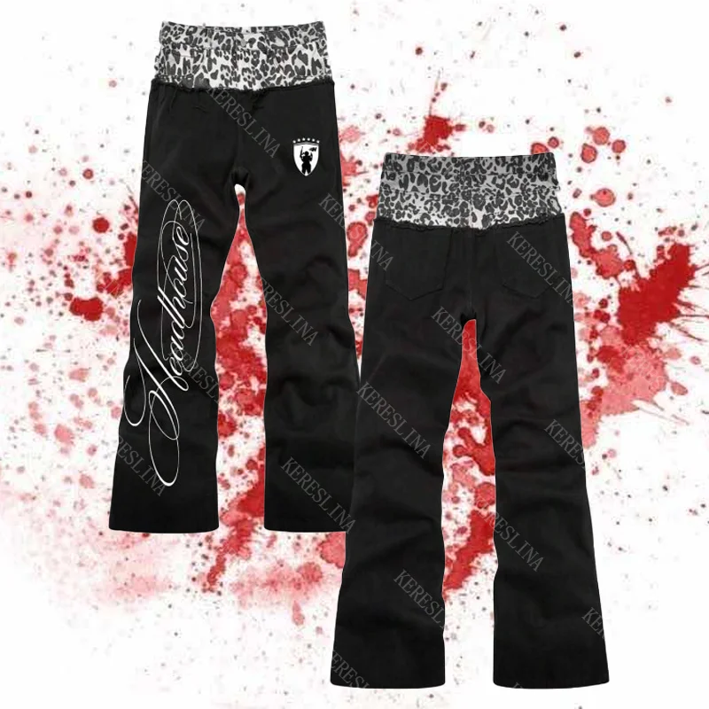 

Джинсовые брюки унисекс с леопардовым принтом, имитирующие двухслойный дизайн, в стиле High-street, хип-хоп, американское ретро, Harajuku, панк, крутые брюки в стиле рок-субкультуры.