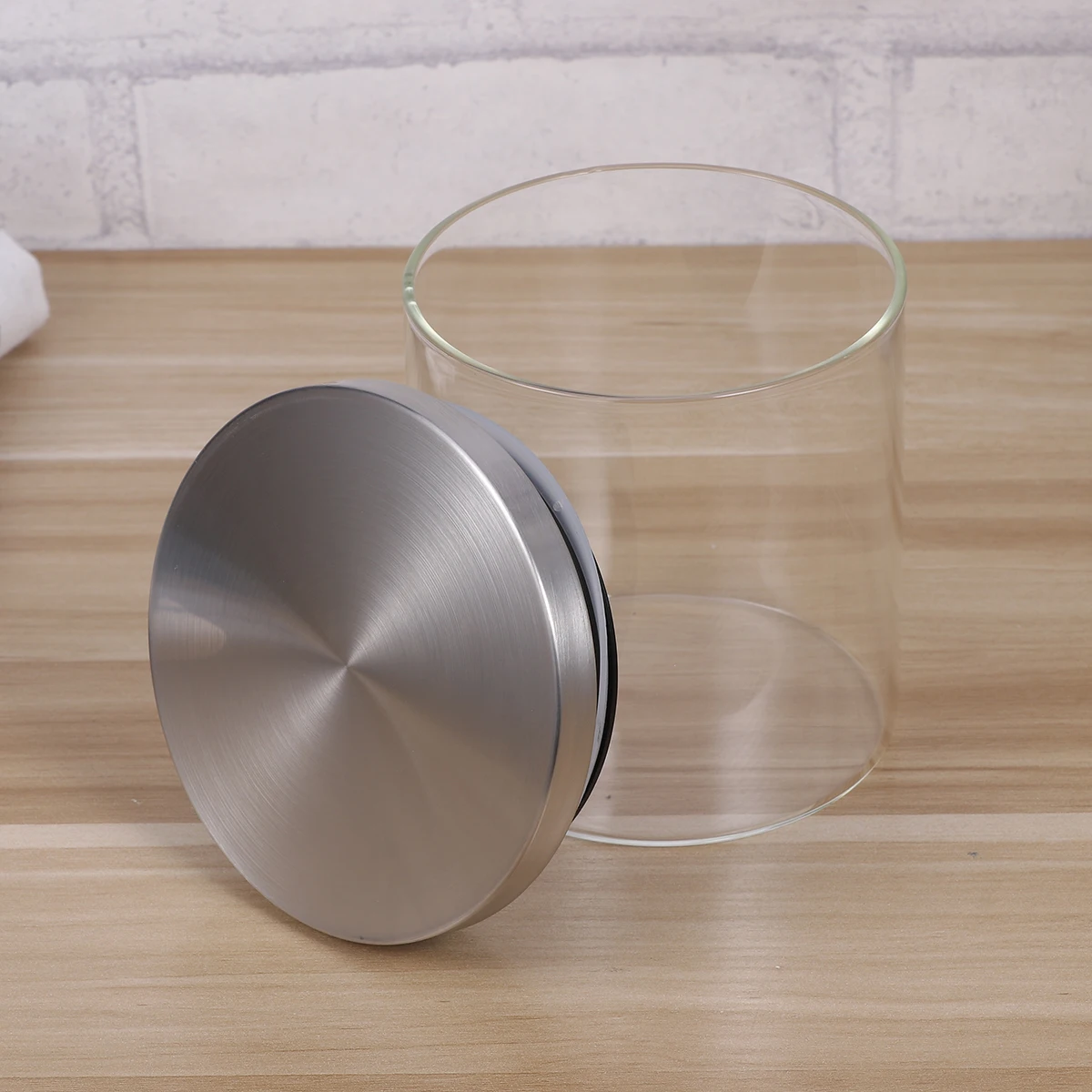 

Glass Sealed Storage Jar Airtight Canister Dry Fruits Grain Spice Snacks Container Stainless Steel Lid 95x100 Glass Jar with Lid