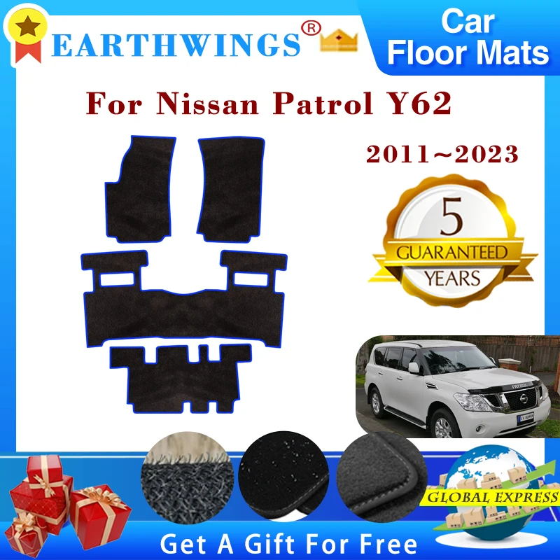 

Foot Pads Accessories For Nissan Patrol Y62 2015 2016 2011~2023 7 Seats Carpets Panel Footpads Anti-slip Pad Rugs Car Floor Mats