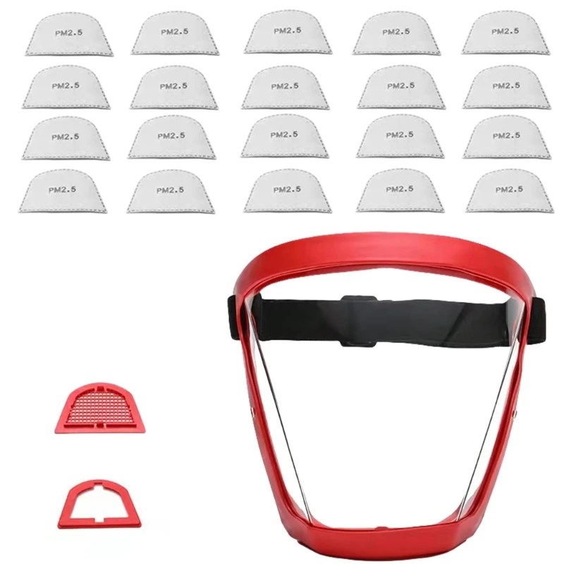 Y1UD Protective Face Shield Face Shield Mask for Work Full Face Shield for Whacking Face Shield Mask with 20Pcs Filter