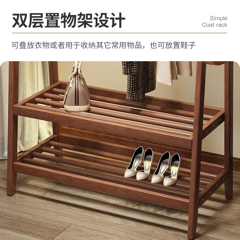 Nordic floor hanger household bedroom simple ash wood clothes rack light luxury clothing store large capacity coat rack