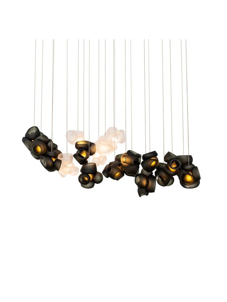 Upgrade Your Home With Our Exquisite G9 LED Glass Art Pendant Light Crafted From Glass Black White Pink Dimming Function