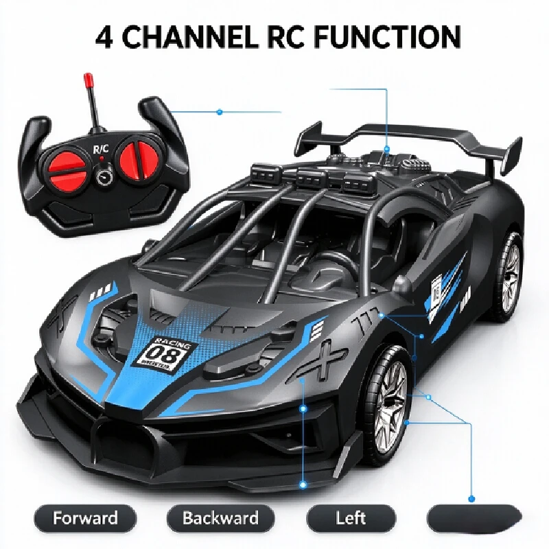 Remote Control Police Car High Speed Drift 4 Channel Rechargeable Simulation Racing Vehicle Durable Electric Toy For Indoor