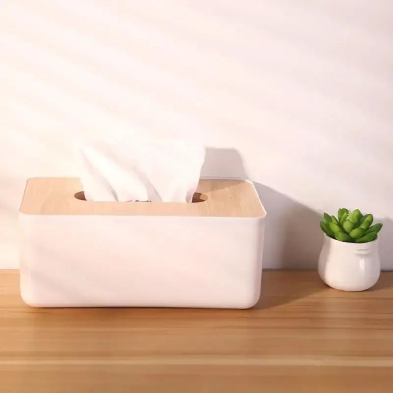 Tissue Box Wooden Cover Toilet Paper Box Solid Wood Napkin Holder Case Simple Stylish Tissue Paper Dispenser Home Car Decor