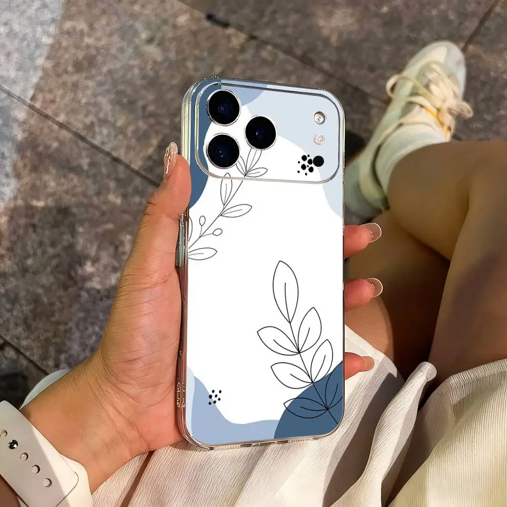 Casing Ponsel Seni Lukis Botani Untuk iPhone 14,13,12,11,17,16,15,Pro,Max,Plus,X,XS,XR,SE,Mini Transparan Lembut