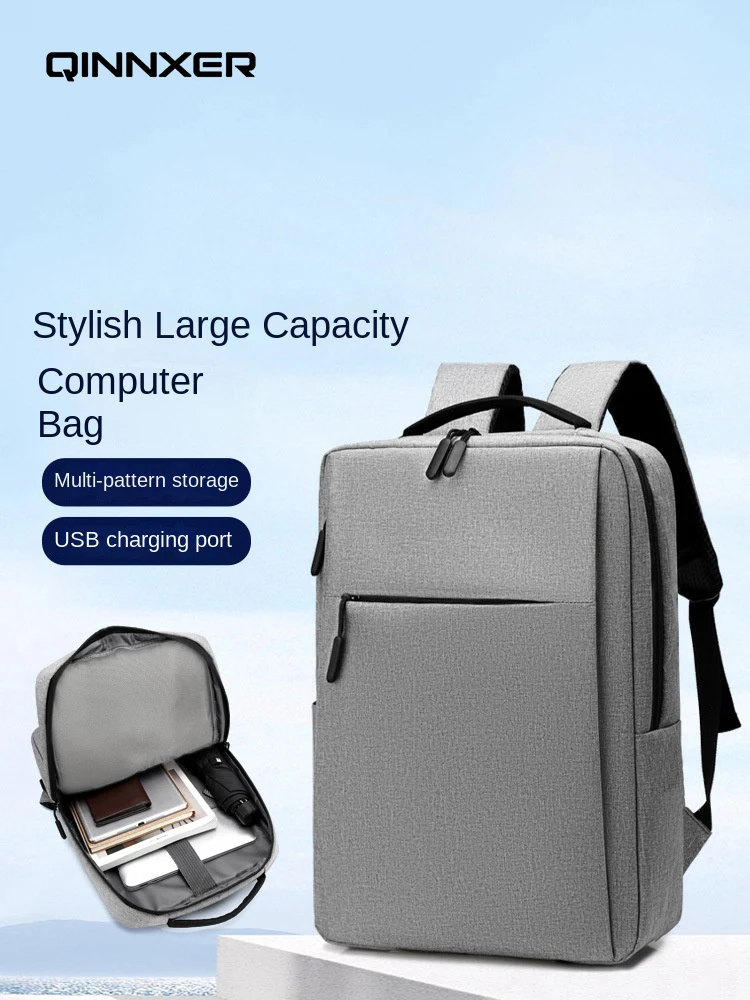 

QINNXER Computer bag men's women's fashionable leisure Laptop waterproof student trend backpack 15.6-17inch multifinonal travel