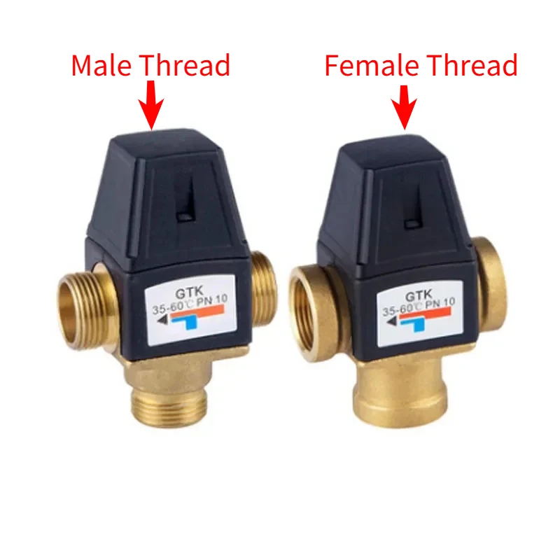 1pcs Brass Three-Way Thermostatic Mixing Valve DN20-DN25 Threaded for Solar Water Heater Systems – Industrial Grade