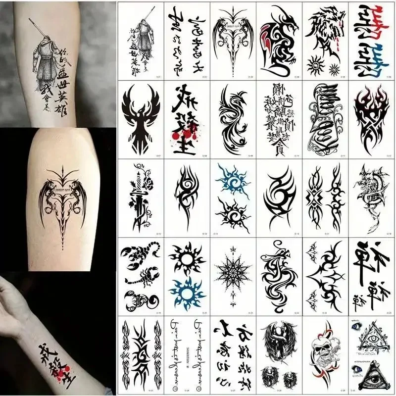 30pcs/set Totem Temporary Tattoos Stickers for Men Women Adult Eye Eagle Small Fake Tattoos Decals for Hand Neck Chest Body Leg